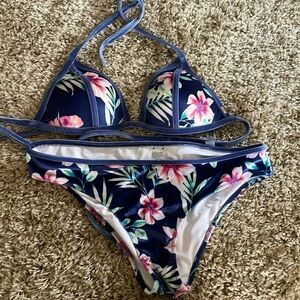 Pink velvet bikini push up